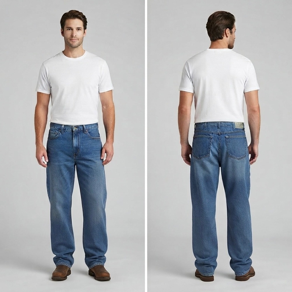 RedHead Mens Easy Fit Straight Leg Denim Jeans Blue 36x30 9050-AS Work Utility